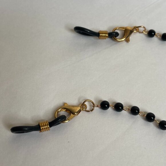 New Black Beaded & Gold Chain Eyeglass / Mask Holder - Picture 3 of 12